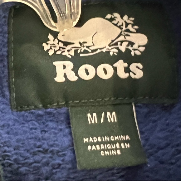 Roots "Outdoors Canada" Womens Blue Green Hoodie Sz M Super Soft interior! - Picture 8 of 9